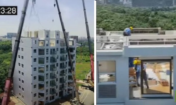 شاهد.. فيديو مذهل لإنشاء مبنى من 10 طوابق خلال 28 ساعة في الصين