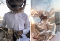 بعد صيدهما طيورًا وأرانب برية.. شاهد: شخصان يخفيان هويتهما بـ قدر طبخ وقصدير خوفًا من الحياة الفطرية