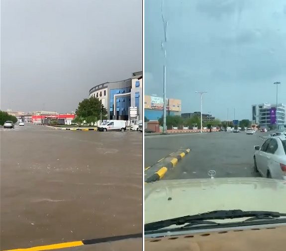 شاهد الأمطار تحوّل شوارع جازان إلى ما يشبه البحيرات وتعرقل حركة السيارات