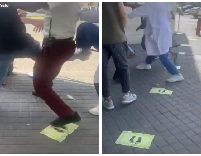 شاهد.. مشاجرة عنيفة وتبادل للكمات والركلات بين شاب وفتيات