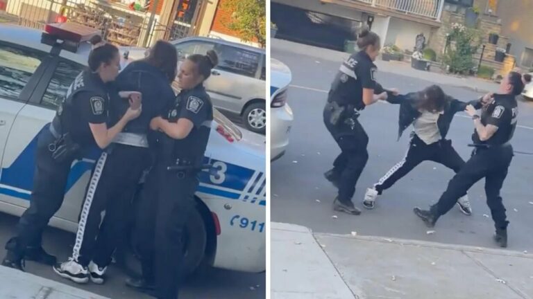 شاهد شرطيتان تلقيان القبض على كندي مطلوب للعدالة.. وأثناء تقيد يده بـ الكلبش حدثت المفاجأة