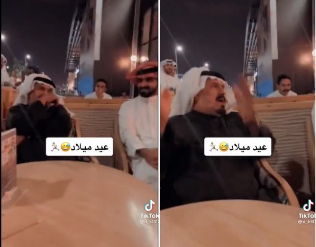 شاهد.. ردة فعل أب فاجأه أبناؤه بإقامة عيد ميلاده في أحد المقاهي