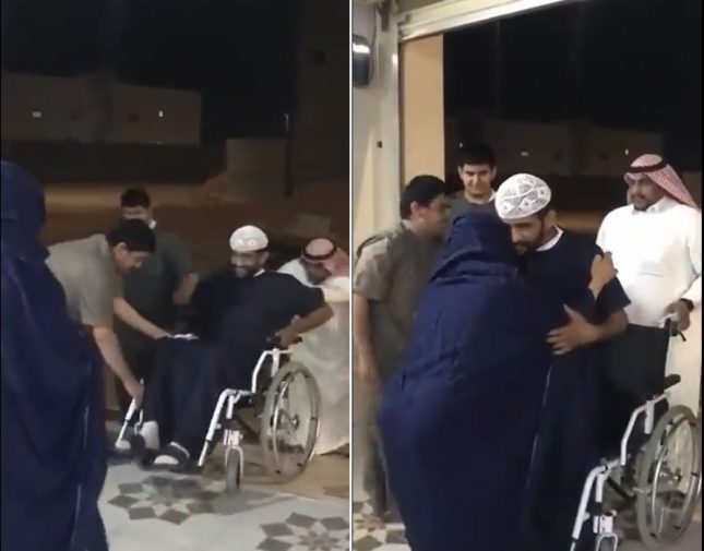 بعد تعرضه لإصابة في يده.. شاهد لحظة استقبال أسرة العسكري فيصل الشمري في حائل عقب عودته من الحد الجنوبي