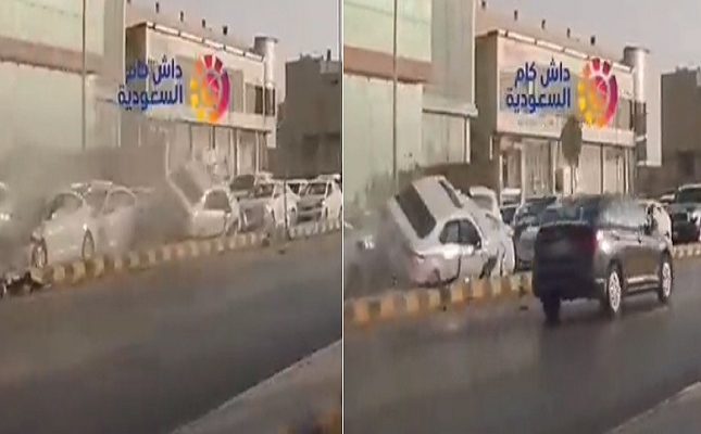 بالفيديو: سائق يتسبب في حادث تصادم مروع بالرياض