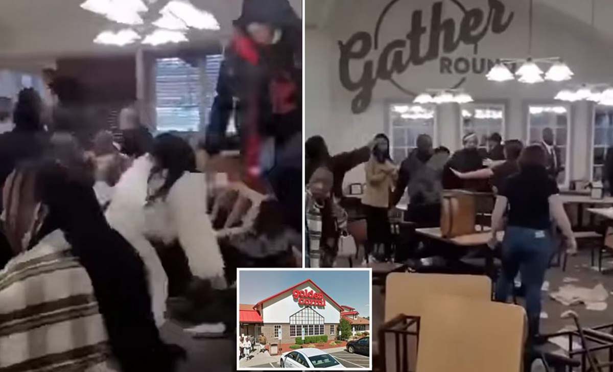 شاهد مشاجرة عنيفة بالكراسي داخل مطعم أمريكي لسبب غريب