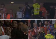 بالفيديو: جماهير أتلتيكو مدريد تطرد مشجعا للريال ونجله من ملعب فريقها لسبب غريب