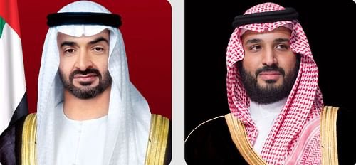 ولي العهد يهنئ في اتصال هاتفي الشيخ محمد بن زايد وشعب الإمارات بمناسبة انتخابه رئيسًا للدولة