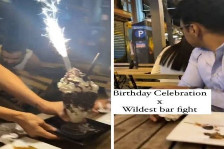 شاهد: شاب يحتفل بعيد ميلاده داخل مطعم شهير.. وبعد سماعه صوت مشاجرة بالشارع كانت الصدمة