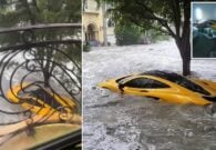 بعد أسبوع من شرائها.. شاهد لحظة غرق سيارة ماكلارين باهظة الثمن بسبب إعصار فلوريدا