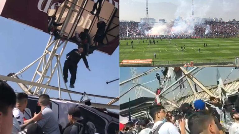 فيديو صادم.. لحظة انهيار مدرج ملعب في تشيلي على المشجعين