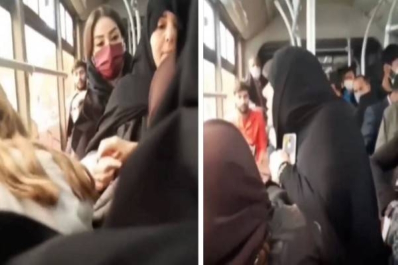 بالفيديو شجار عنيف بين امرأة محجبة وفتاة داخل عربة مترو الأنفاق في إيران