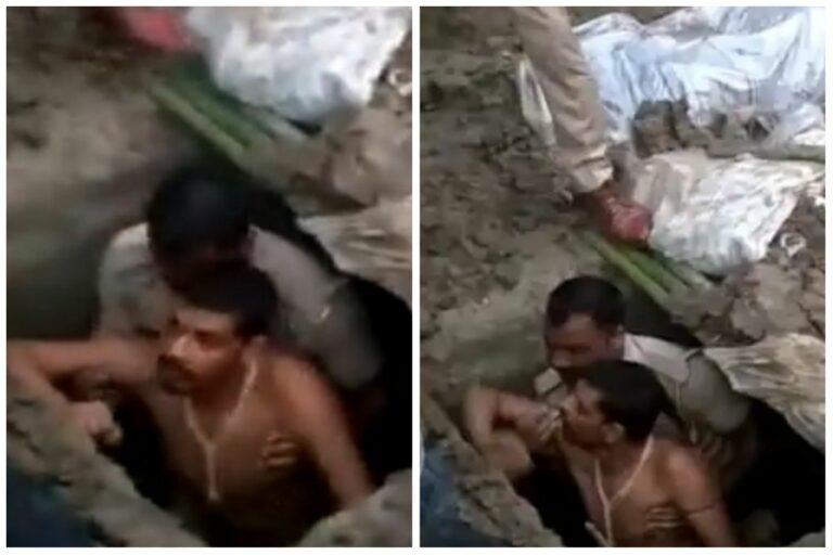 بالفيديو: هندي يدفن نفسه في قبر عمقه 6 أقدام لسبب غريب