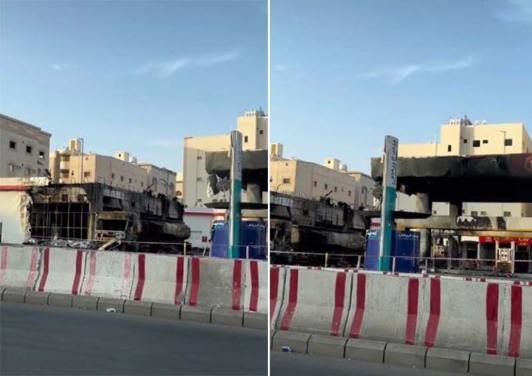 بعد اشتعال صهريج مليء بالوقود.. شاهد أول فيديو يرصد الأضرار التي لحقت بمحطة وقود بالمدينة