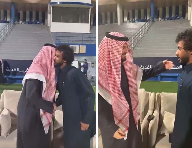 شاهد رئيس الهلال فهد بن نافل يمازح ياسر الشهراني: محلو