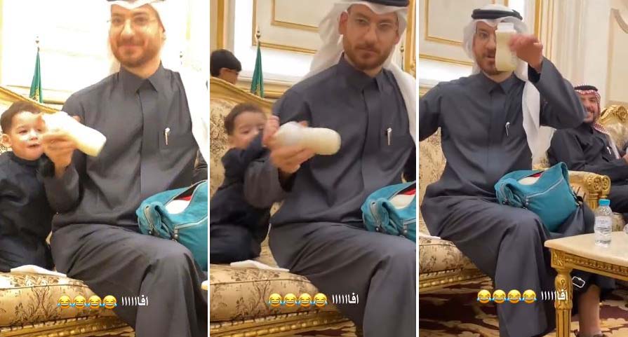 شاهد أب يحضر الحليب لطفله أثناء جلسة رجالية يثير تفاعل على مواقع التواصل