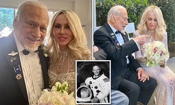 عمره 93 والعروس 63.. زواج ثاني رائد فضاء يسير على القمر