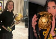 شاهد مشجعات الاتحاد يتسابقن على التصوير مع كأس السوبر
