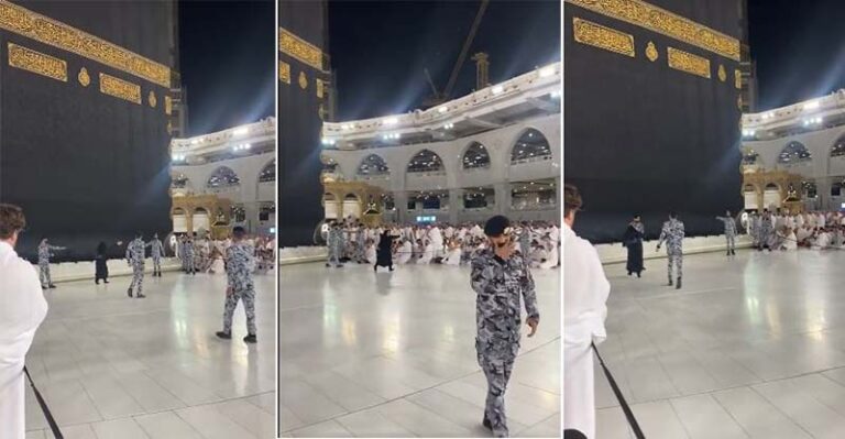 شاهد ردة فعل معتمرة بعدما تمكنت من تقبيل الحجر الأسود