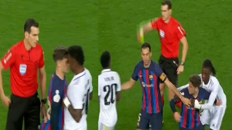 فيديو.. اشتباك بين مهاجم ريال مدريد وغافي في نصف نهائي كأس الملك