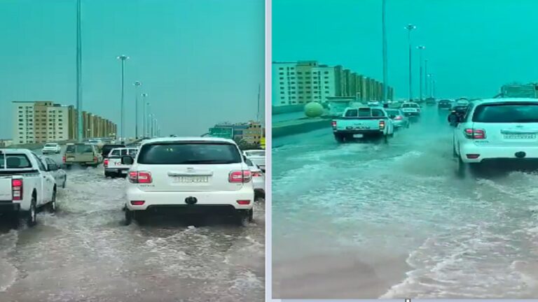 فيديو.. الأمطار وحبات البرد تزين شوارع بريدة