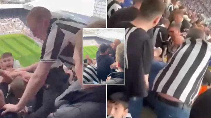 جلس في المكان الخطأ.. شاهد ما فعلته جماهير نيوكاسل بمشجع لأرسنال