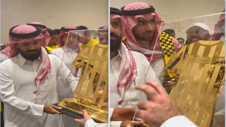 شاهد رئيس الاتحاد يقدم لـ الشيخ أحمد بقشان هدية غير متوقعة