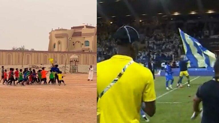 شاهد أطفال يقلدون تالكسيا مع البليهي عندما تدخل ومنع غرز علم النصر