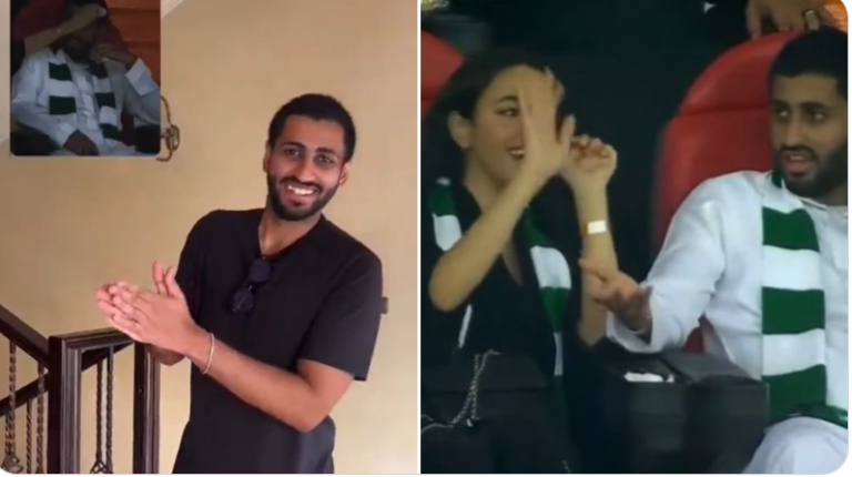أول ظهور للمشجع صاحب اللقطة الشهيرة التي حصدت تفاعل واسع لفتاة تُجفف عرقه في المدرجات.. ماذا كشف عن علاقته بها؟