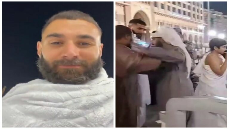 شاهد مطاردة شبان لكريم بنزيما خلال العمرة لالتقاط صور سيلفي معه