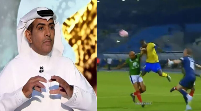 شاهد الهريفي ينشر لقطة مثيرة للجدل من مباراة النصر والاتفاق.. ويعلق: متأكدين فيه غرفة فار
