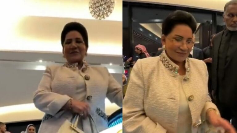 شاهد ردة فعل الفنانة سعاد عبدالله على تعثر احد المصورين