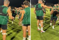 شاهد.. لاعبو الأهلي يرحبون بفراس البريكان