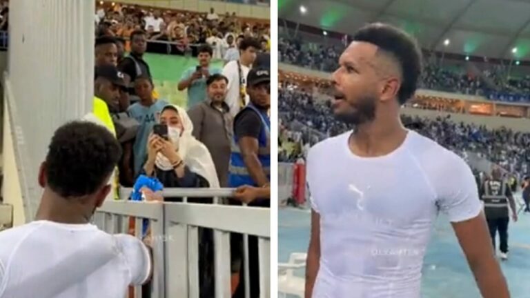 شاهد البليهي يهدي قميصه إلى مشجعة اتحادية