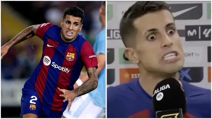 شاهد ردة فعل غريبة من لاعب برشلونة جواو كانسيلو أثناء إجراء مقابلة معه