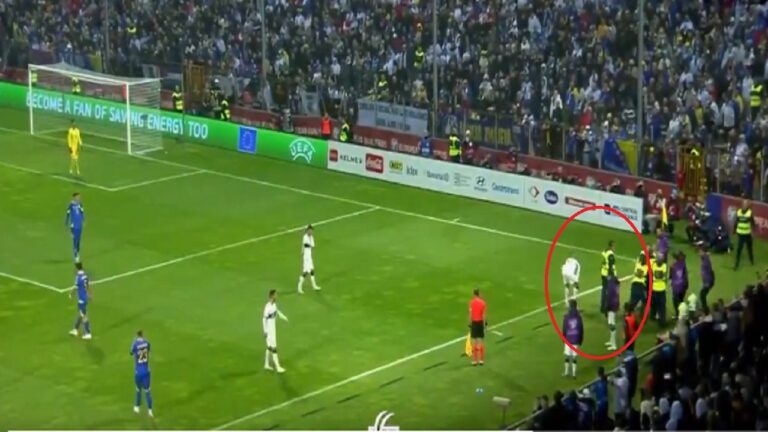 فيديو.. مشجع يتسبب بإصابة رونالدو في مباراة البرتغال والبوسنة