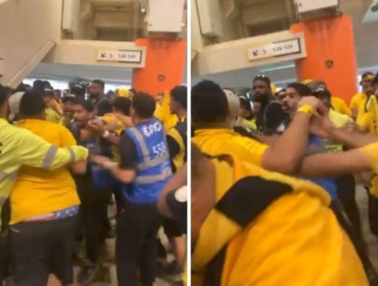 شاهد اشتباكات عنيفة بين جماهير الاتحاد بعد الخسارة أمام الأهلي