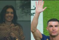شاهد رونالدو يلقي التحية على جورجينا في المدرجات قبل انطلاق مباراة النصر أمام الخليج