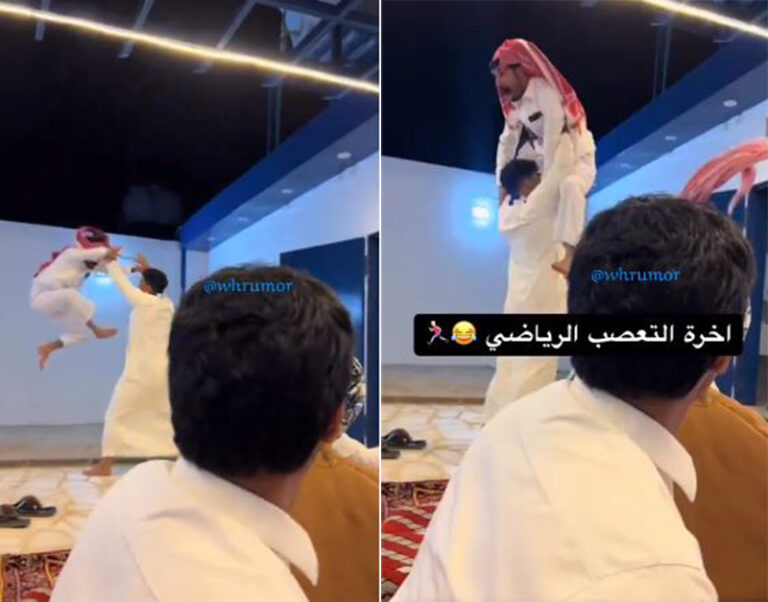 شاهد مشجع يحتفل بفوز الهلال على النصر بحمل صديقه ورميه على الأرض