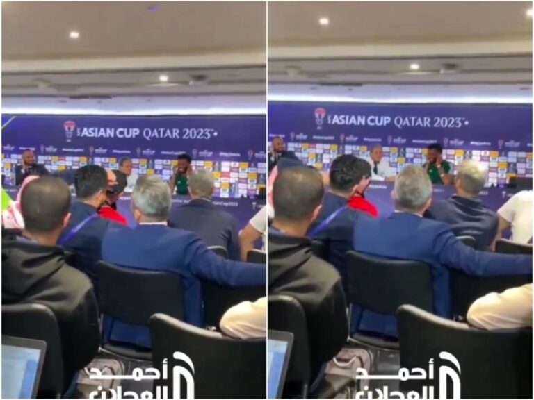 شاهد موقف محرج لـ البليهي بسبب سؤال وجه له باللغة الإنجليزية في المؤتمر الصحفي بعد مباراة عمان