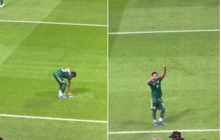 مشجع يلقى جواله على أرضية الملعب لإلتقاط صورة مع البليهي.. شاهد ردة فعل اللاعب