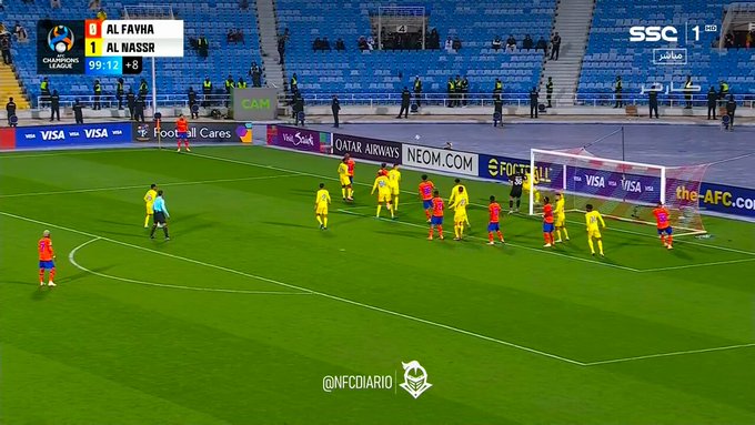 شاهد احتجاجات على قرار الحكم في نهاية مباراة النصر والفيحاء