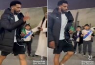 شاهد البليهي يثير الجدل بردة فعله على طلب شخص تصويره مع طفليه
