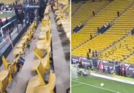 بعد انتهاء مباراة الأهلي والزمالك.. شاهد الجماهير المصرية تحطم مقاعد ملعب الأول بارك بالرياض
