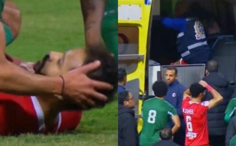 شاهد لحظة سقوط لاعب بالدوري المصري بسبب توقف القلب