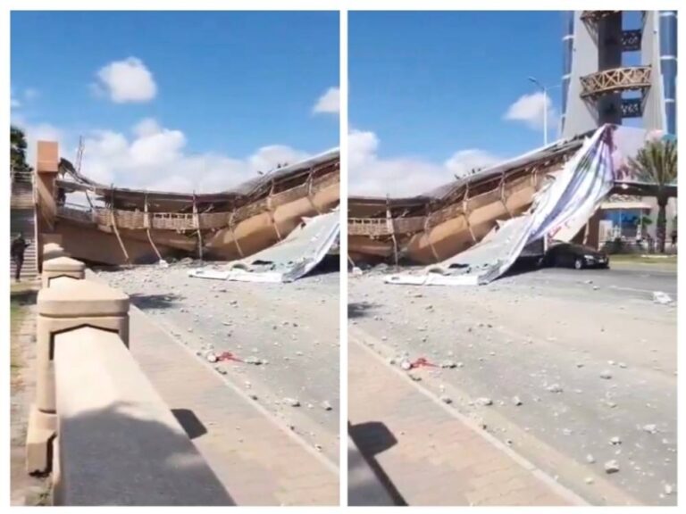 بالفيديو: انهيار جزء من جسر مشاة على طريق الأمير سلطان في خميس مشيط