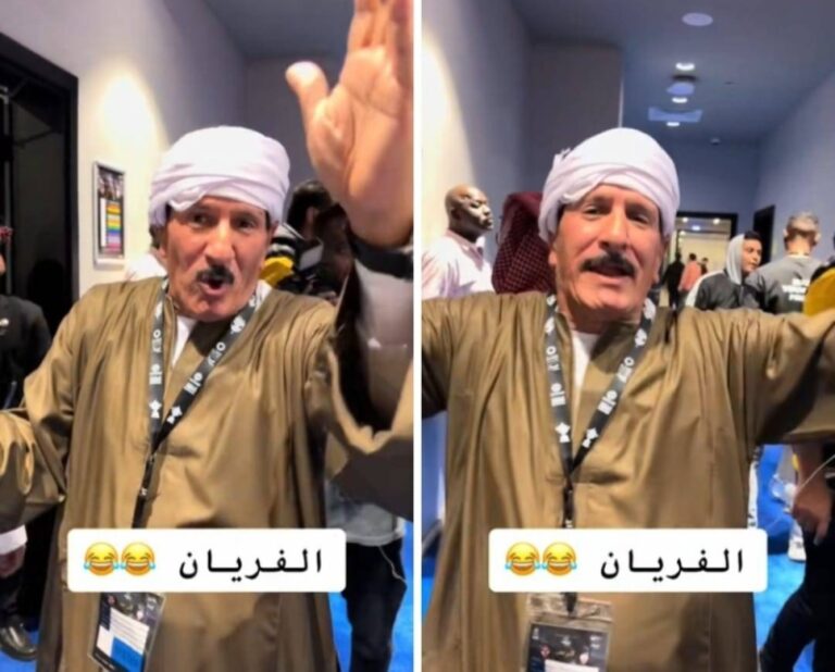 شاهد الفريان يحضر مباراة الأهلي والزمالك في الرياض بملابس صعيدية