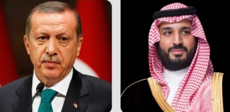 اتصال هاتفي بين ولي العهد والرئيس التركي لتبادل التهاني وبحث التعاون الثنائي