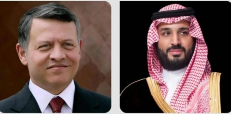 ولي العهد يتصل هاتفيا بالعاهل الأردني ويؤكد دعم المملكة للأردن