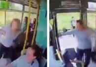 شاهد لحظة سقوط امرأة من داخل حافلة ركاب بطريقة مروعة في تركيا