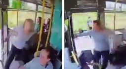 شاهد لحظة سقوط امرأة من داخل حافلة ركاب بطريقة مروعة في تركيا